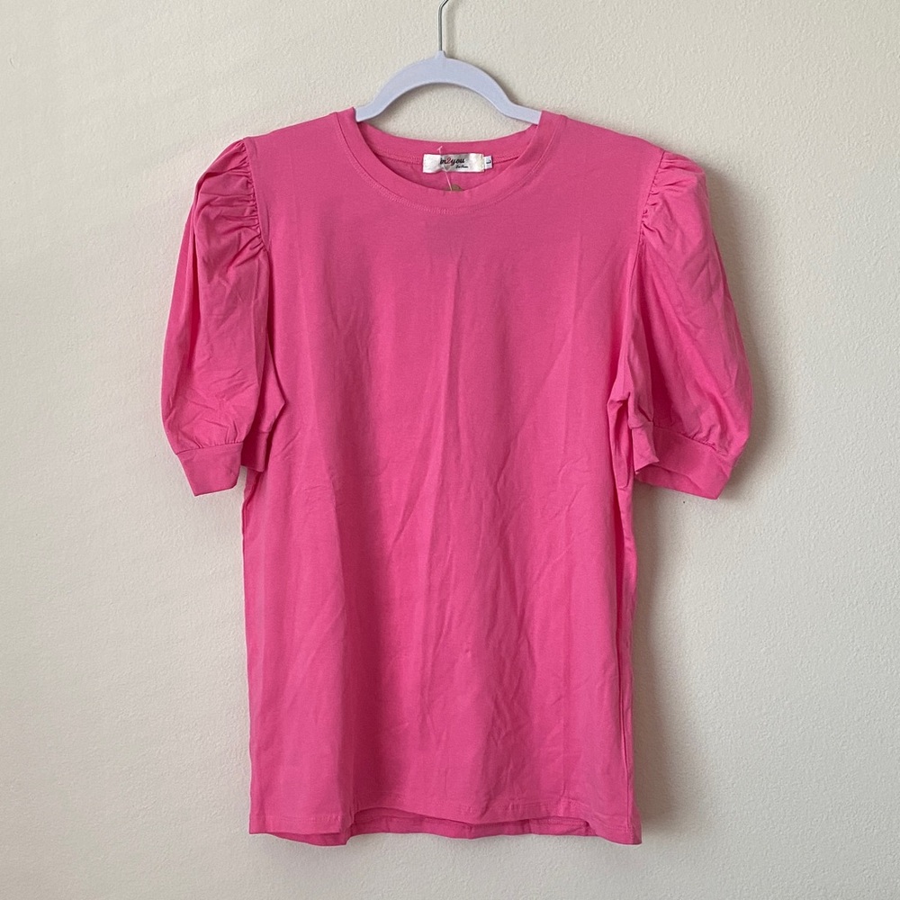 Pink Puff Sleeve  Top